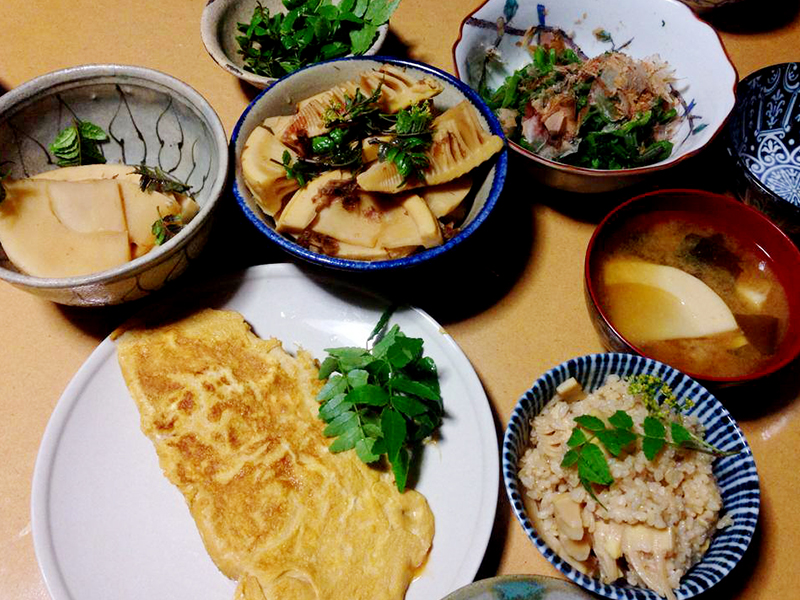 4月 たけのことフキの芽料理